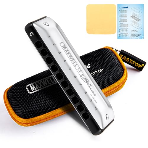 East top Mundharmonika Advanced Overblow und Biegen Mundharmonika 10 Löcher Blues Harp Mundorgel mit Silberabdeckung Blues Mundharmonikas für Erwachsene, Profis und Studenten East top Mundharmonika Advanced Overblow und Biegen Mundharmonika 10 Löcher Blues Harp Mundorgel mit Silberabdeckung Blues Mundharmonikas für Erwachsene, Profis und Studenten von East top