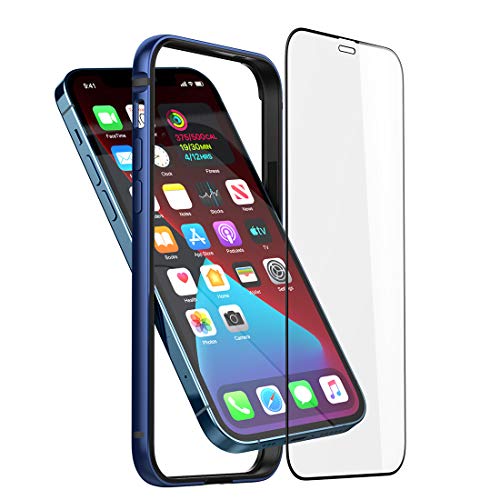 Bumper Hülle Kompatibel mit iPhone 12/12 Pro 6.1 inch, Dünne Schutzhülle Metall Bumper Case mit Weichem TPU [Keine Signalstörung] [Unterstützung Wirless Charging] mit iPhone 12/12 Pro, Blau von Eastcoo