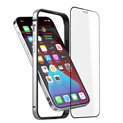 Bumper Hülle Kompatibel mit iPhone 12/12 Pro 6.1 inch, Dünne Schutzhülle Metall Bumper Case mit Weichem TPU [Keine Signalstörung] [Unterstützung Wirless Charging] mit iPhone 12/12 Pro, Silber von Eastcoo