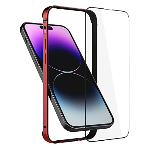 Bumper Hülle Kompatibel mit iPhone 14 Pro 6.1 inch, Dünne Schutzhülle Metall Bumper Case mit Weichem TPU [Keine Signalstörung] [Unterstützung Wirless Charging] mit iPhone 14 Pro, Rot von Eastcoo