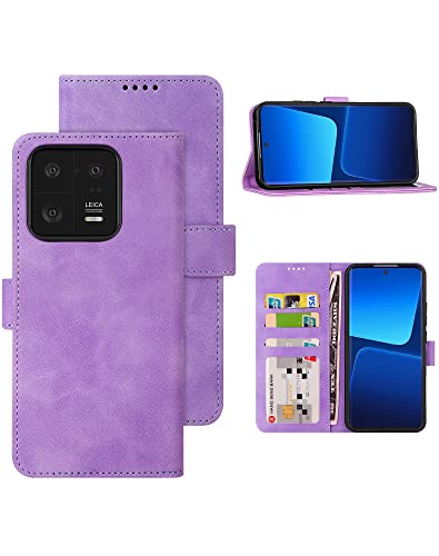Eastcoo Flip Wallet Hülle für Xiaomi 13 Pro, [PU Leder Klapphüllen][3 Kartenfächer][Standfunktion] [Magnetverschluss] Stoßfeste Schützend Handyhülle für Xiaomi 13 Pro 5G 2023, Violett von Eastcoo