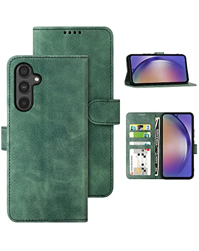 Eastcoo Galaxy A54 5G Hülle, [PU Leder Klapphüllen][3 Kartenfächer][Standfunktion] [Magnetverschluss] Stoßfeste Schützend Handyhülle for Samsung Galaxy A54 5G (2023), Grün von Eastcoo