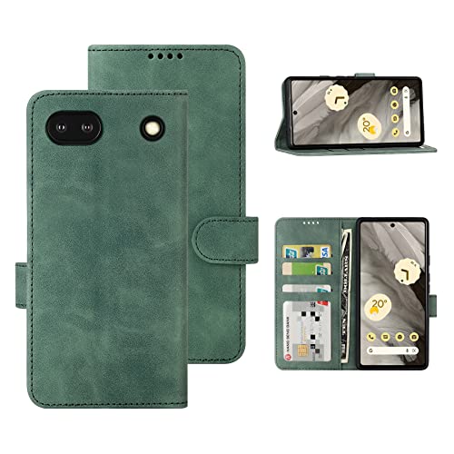 Eastcoo Hülle for Google Pixel 7a, [PU Leder Klapphüllen][3 Kartenfächer][Standfunktion] [Magnetverschluss] Stoßfeste Schützend Handyhüllen for Google Pixel 7a Hülle Case (Grün) von Eastcoo