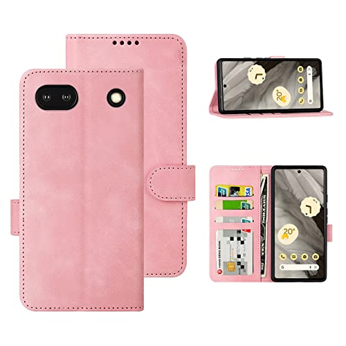Eastcoo Hülle for Google Pixel 7a, [PU Leder Klapphüllen][3 Kartenfächer][Standfunktion] [Magnetverschluss] Stoßfeste Schützend Handyhüllen for Google Pixel 7a Hülle Case (Rosa) von Eastcoo