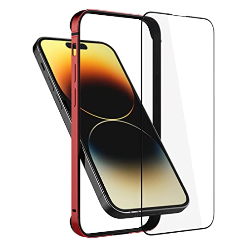 Eastcoo Metall Bumper Hülle Case Kompatibel mit iPhone 14 Pro Max(2022) 6,7 Zoll, [Keine Signalstörung] [Unterstützung Wirless Charging] [Screen Schutzfolie] mit iPhone14 Pro Max, Rot von Eastcoo