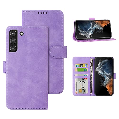 Eastcoo PU Leder Flip-Wallet Hülle für Samsung Galaxy S22, [3 Kartenfächer][Standfunktion] Stoßfeste Schutzhülle für Samsung Galaxy S22 (2022), Violett von Eastcoo