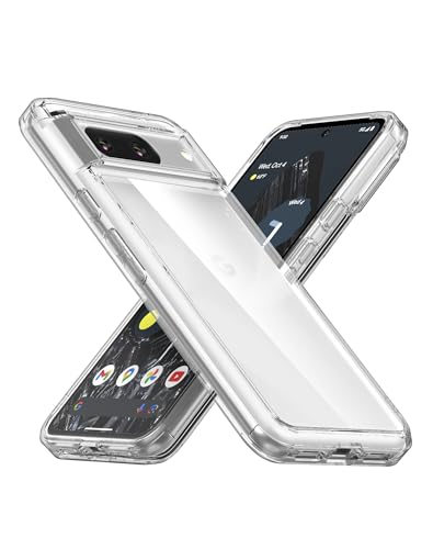 Eastcoo Schlank Klar Hülle für Google Pixel 8 5G Clear Handyhülle [Hard PC-Rückseite + Weiche TPU Bumper] [Anti-Vergilbung] Kratzfest Fallschutz Hülle für Google Pixel 8 5G 2023, Transparent Klar von Eastcoo