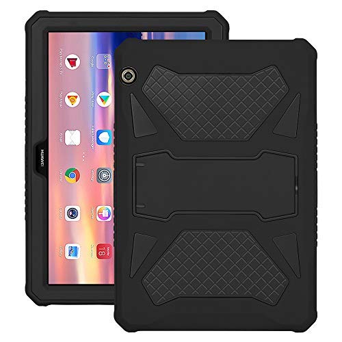 Eastcoo Schutzhülle für Huawei MediaPad T5 10, 3-Schicht weiches TPU, robuster und harter PC-Ständer Ständer Stoßfester Beweis Hybrid Heavy Duty Silikonhülle für Kinder (Schwarz) von Eastcoo