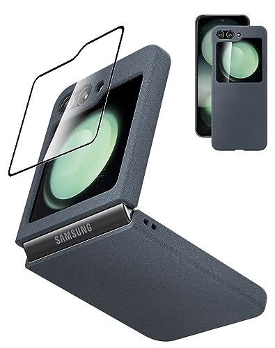 Eastcoo Slim Fit Galaxy Z Flip 5 Hülle, [Eingebaute Klare Harte Frontbildschirmfolie+Harter PC Rückseite][Mattes Gefühl] rutschfeste Vollkörper Schutzhülle für Samsung Galaxy Z Flip 5 (2023), Grau von Eastcoo