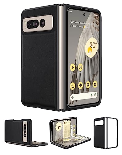 Eastcoo Slim Fit Hülle für Google Pixel Fold 5G (2023), [Durable Leder Hard PC Rückseite][Wireless Ladeunterstützung] Ultra-dünne stoßfeste Schutzhülle für Google Pixel Fold, 2023, Schwarz von Eastcoo