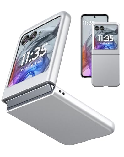 Eastcoo Slim Fit Moto Razr 50 Hülle, [Frostgefühl Hartem PC Rücken] [Unterstützt kabelloses Laden] Ultradünn Stoßfest Schutzhülle für Motorola Razr 50 5G 2024, Silber von Eastcoo