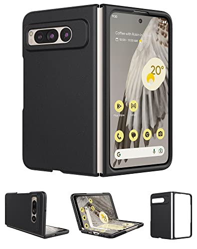 Eastcoo Slim Folio Case für Google Pixel Fold 2023, [Hartem PC Rücken][Flauschige Textur] Stoßfeste Case Cover für Google Pixel Fold 5G, Schwarz von Eastcoo