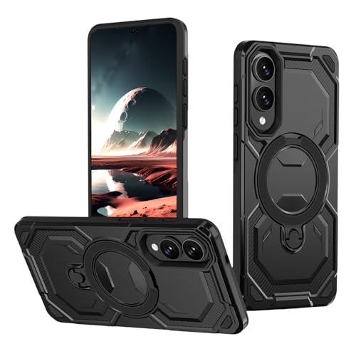Magnetic Case Kompatibel mit Samsung Galaxy S25 Edge Case mit Stand [Kompatibel mit MagSafe] Militärischer Fallschutz Stoßfest Langlebige Soft TPU PC Hülle für Männer Frauen von Eastcoo