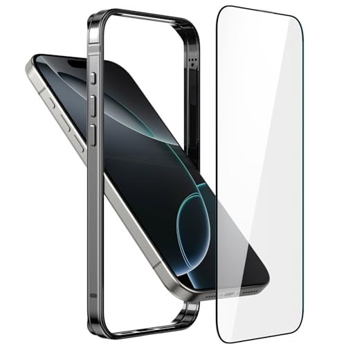 Metall Bumper Case für iPhone 16 Pro, Aluminium Rahmen Slim Case [weicher innerer Bumper] [erhöhter Randschutz] HD gehärtetes Glas Displayschutzfolie für iPhone 16 Pro 6.3 Zoll, Silber von Eastcoo