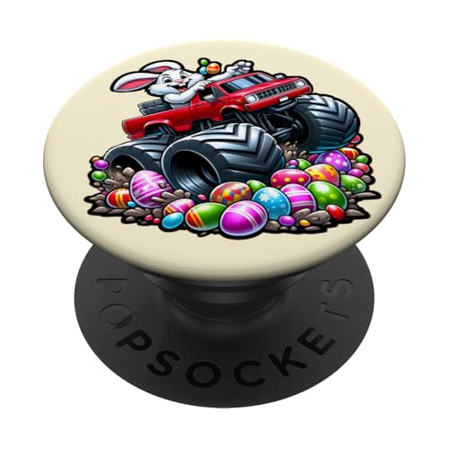 Festlicher fröhlicher Osterhase fährt Monstertruck PopSockets Klebender PopGrip Festlicher fröhlicher Osterhase fährt Monstertruck PopSockets Klebender PopGrip von Easter Bunny Egg Hunt Sunday Celebration Apparel