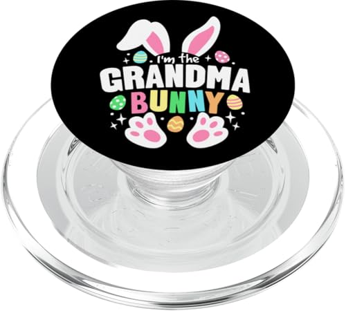 Lustiges Osterei mit Hasenohren und Aufschrift "I'm The Grandma" PopSockets PopGrip für MagSafe von Easter Day Outfit Colorful Rabbit Ears & Eggs Gift