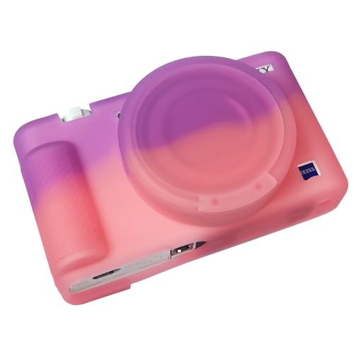 ZV1 Kameratasche für Sony ZV-1, Silikon-Kamera-Hülle, Schutzhülle mit abnehmbarem Objektivdeckel für Sony ZV 1 Digitalkamera, Rosa / Violett von Easy Hood