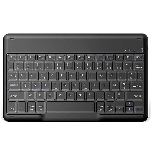 EasyAcc Bluetooth-Tastatur,[AZERTY Französisch] kabellose Bluetooth-Tastatur kompatibel mit Windows/Android/iOS, Tastatur mit Spanisch Layout Tablets, Schwarz von EasyAcc