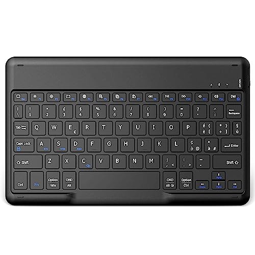 EasyAcc Bluetooth-Tastatur, kabellose Bluetooth-Tastatur kompatibel mit Windows/Android/iOS, Tastatur mit Italien Layout Tablets, Tastatur mit 80cm TapeC-Kabel, Schwarz von EasyAcc