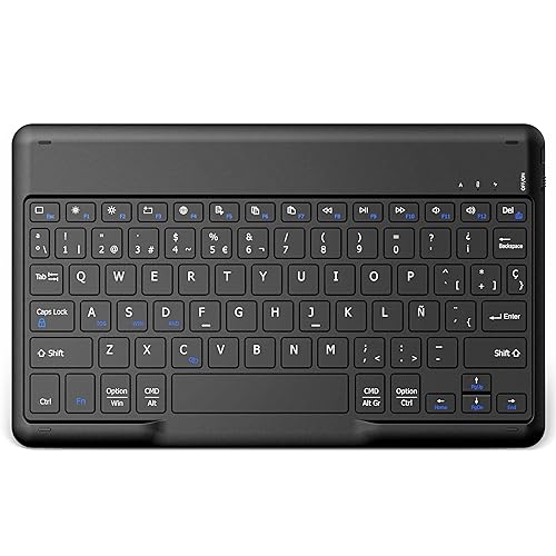 EasyAcc Bluetooth-Tastatur, kabellose Bluetooth-Tastatur kompatibel mit Windows/Android/iOS, Tastatur mit Spanisch Layout Tablets, Schwarz von EasyAcc