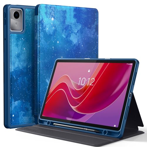 EasyAcc Hülle Book Cover für Lenovo Tab M11 TB330 2024 mit Stifhalter, Dünn Folio Ständer Tablet Schutzhülle, Multi-Winkel Betrachtung, Blaues Sternenmuster von EasyAcc