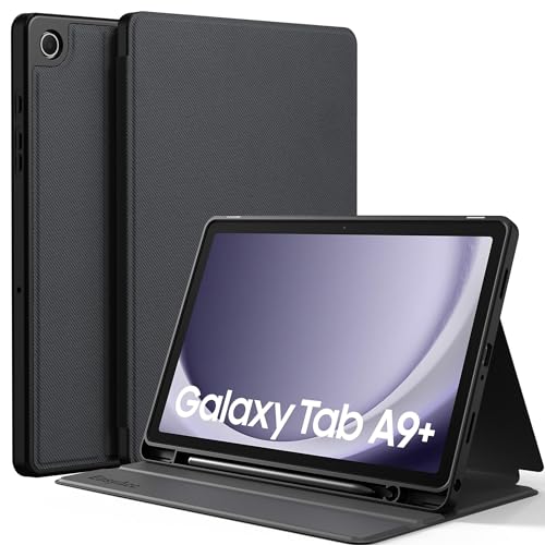 EasyAcc Hülle Book Cover für Samsung Galaxy Tab A9 Plus / A9+ 11 Zoll 2023 mit S Pen Halter, Dünn Folio Ständer Tablet Schutzhülle, Multi-Winkel Betrachtung, Schwarz von EasyAcc