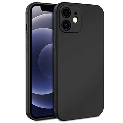 EasyAcc Hülle Case Kompatibel mit iPhone 12 6.1 2020, mit Kameraschutz TPU Matte Oberfläche Weich Dünn Handyhülle Schutzhülle Schwarz, Nicht für iPhone 12 Pro geeignet von EasyAcc