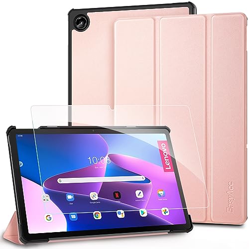 EasyAcc Hülle Case für 10.6 Zoll Lenovo Tab M10 Plus 3rd Gen 2022 mit Schutzfolie, Schutzhülle Ultradünne PU Leder mit Standfunktion und Auto Schlaf/Wach, Roségold von EasyAcc