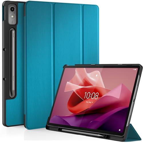 EasyAcc Hülle Kompatibel mit Lenovo Tab P12 2023 mit Stifthalter, Ultra Dünn Case mit Standfunktion Auto Sleep Wake Up Funktion für Lenovo Tab P12 12,7 Zoll, Pfauenblau von EasyAcc