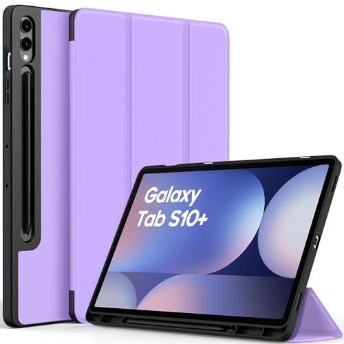 EasyAcc Hülle für Samsung Galaxy Tab S10+, Galaxy Tab S9 FE+ / S9 Plus 12.4 Zoll mit S Pen Halter - Ultra Dünn mit Standfunktion Slim PU Leder Schutzhülle,Lila von EasyAcc
