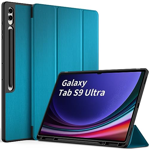 EasyAcc Hülle Kompatibel mit Samsung Galaxy Tab S9 Ultra 14,6 Zoll 2023 - Ultra Dünn mit Auto aufwachen/Schlaf Funktion Standfunktion Slim PU Leder Schutzhülle, Pfauenblau von EasyAcc