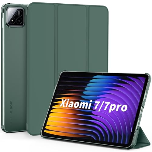 EasyAcc Hülle Kompatibel mit Xiaomi Mi Pad 7/7 Pro (11.2 Zoll,Modell 2024,7.Generation), Ultra Dünn Transluzent Matt Rückseite Abdeckung, Nachtgrün von EasyAcc
