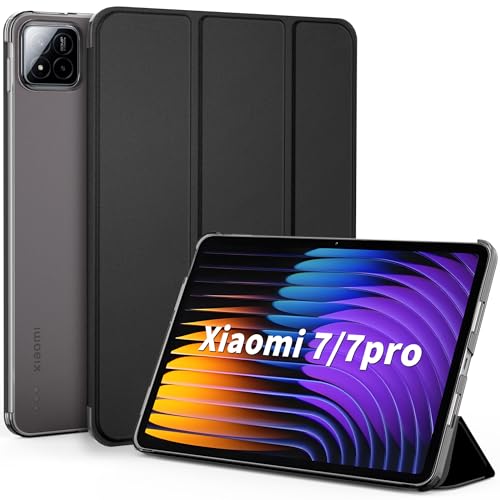 EasyAcc Hülle für Xiaomi Mi Pad 7/ Mi Pad 7 Pro (11.2 Zoll, Modell 2025, 7. Generation), Ultra Dünn Transluzent Matt Rückseite Abdeckung, Schwarz von EasyAcc