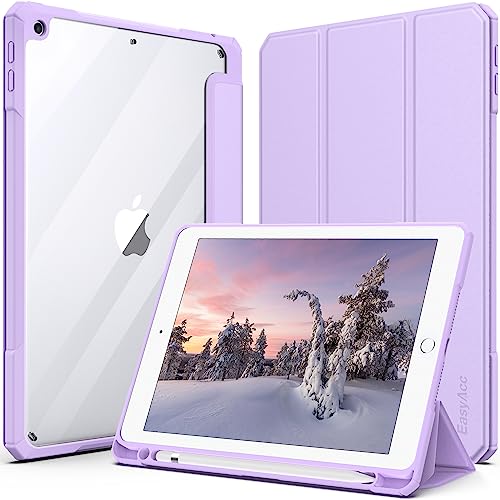 EasyAcc Hülle Kompatibel mit iPad 6 Generation 2018/ iPad 5 Generation 2017 9,7 Zoll mit stifthalter, Stoßfeste Schutzhülle mit Transparenter Hartschale auf der Rückseite, Lila von EasyAcc