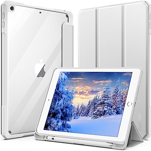 EasyAcc Hülle Kompatibel mit iPad 6 Generation 2018/ iPad 5 Generation 2017 9,7 Zoll mit stifthalter, Stoßfeste Schutzhülle mit Transparenter Hartschale auf der Rückseite, Silber von EasyAcc