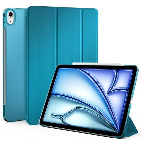 EasyAcc Hülle Kompatibel mit iPad Air 5 2022/ Air 4.Generation 10.9 Zoll 2020, (Unterstützt 2. Gen iPencil Aufladen) Ultra Dünn Leicht Transluzent Frosted Rück mit Auto Schlafen/Wachen, Pfauenblau von EasyAcc