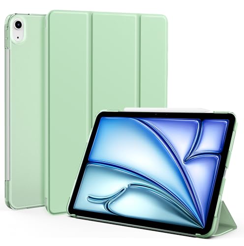 EasyAcc Hülle Kompatibel mit iPad Air M2 11 Zoll/iPad Air 5 2022/ Air 4.Generation 10.9 Zoll 2020, Ultra Dünn Leicht Transluzent Frosted Rück mit Auto Schlafen/Wachen, Grün von EasyAcc