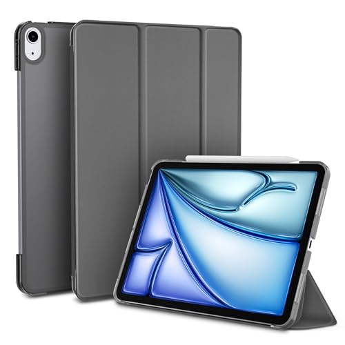 EasyAcc Hülle für iPad Air 11 Zoll M2 2024 / iPad Air 5./4. Generation 2022/2020 10.9 Zoll, Ultra Dünn Leicht Transluzent Frosted Rück mit Auto Schlafen/Wachen - Dunkelgrau von EasyAcc