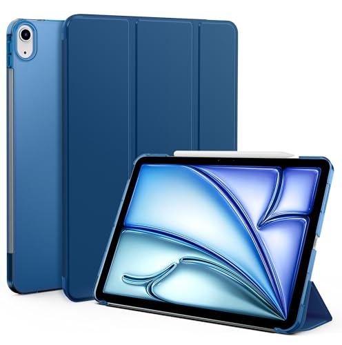 EasyAcc Hülle Kompatibel mit iPad Air M2 11 Zoll/iPad Air 5 2022/ Air 4.Generation 10.9 Zoll 2020, Ultra Dünn Leicht Transluzent Frosted Rück mit Auto Schlafen/Wachen - Meerblau von EasyAcc