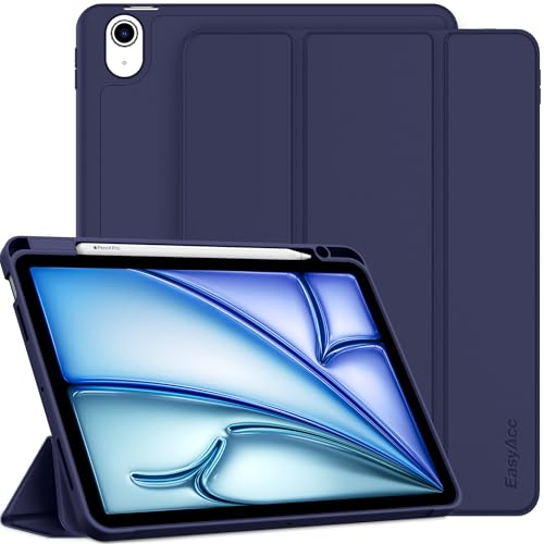 EasyAcc Hülle Kompatibel mit iPad Air M2 11 Zoll/iPad Air 6 2024 / iPad Air 5 2022 / Air 4 Hülle 10,9 Zoll mit Stifthalter, Trifold Ständer Dünne Schutzhülle mit Weicher TPU Rückseite, Blau von EasyAcc