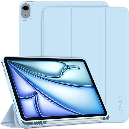 EasyAcc Hülle Kompatibel mit iPad Air 5 2022 / Air 4 2020 Hülle 10,9 Zoll mit Stifthalter, Trifold Ständer Dünne Tablet Schutzhülle mit Weicher TPU Rückseite, Himmelblau von EasyAcc