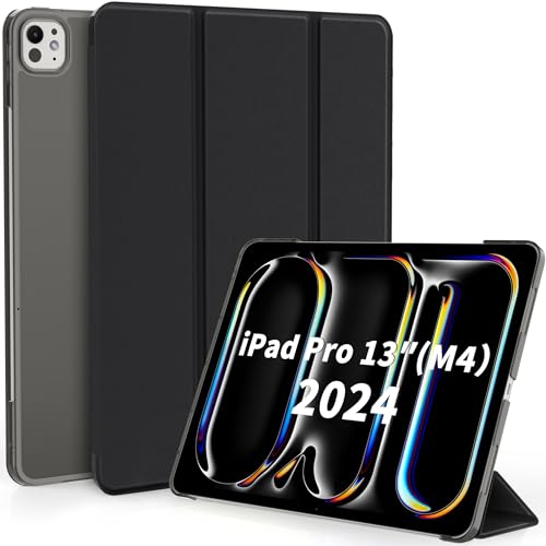 EasyAcc Hülle Kompatibel mit iPad Pro 13 Zoll 2024 - Premium PU Leder Leichte Cover für 13" iPad Pro M4 (Schwarz) von EasyAcc