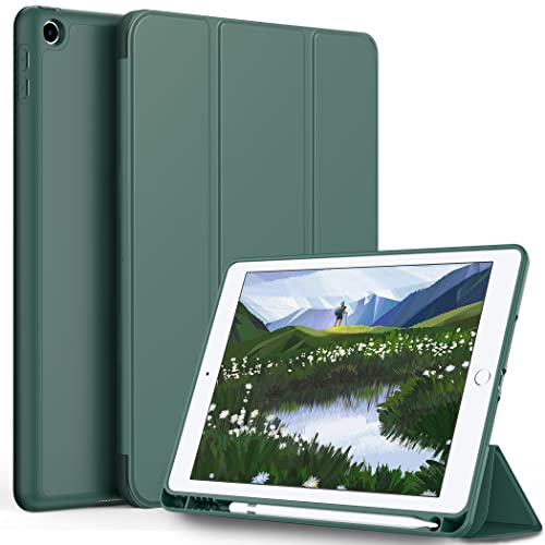 EasyAcc Hülle Kompatibel mit iPad iPad 6 Generation 2018/ iPad 5 Generation 2017 9,7 Zoll mit stifthalter, Auto Schlafen/Wachen und Weicher TPU Rückseitiger Abdeckung - Nachtgrün von EasyAcc