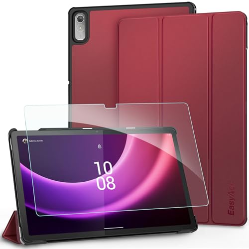 EasyAcc Hülle für Lenovo Tab P11 (2nd Gen) 11.5 Zoll TB350FU/TB350XU 2022 mit Schutzfolie, Ultra Dünn Case mit Standfunktion Auto Sleep Wake Up Funktion, Rotwein von EasyAcc