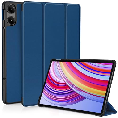 EasyAcc Hülle für Redmi Pad Pro 12.1 / Xiaomi Poco Pad 12.1 2024, Schutzhülle Ultradünne PU Leder mit Standfunktion und Auto Wachen/Schlafen Hülle Case (Meerblau) von EasyAcc