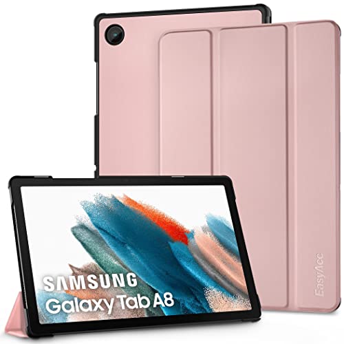 EasyAcc Hülle für Samsung Galaxy Tab A8 2022/2021 SM-X200/X205/X207, Schutzhülle Ultradünne PU Leder mit Standfunktion Kompatibel mit Glaxy Tab A8 10.5", Roségold von EasyAcc
