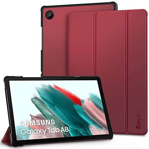 EasyAcc Hülle für Samsung Galaxy Tab A8 2022/2021 SM-X200/X205/X207, Schutzhülle Ultradünne PU Leder mit Standfunktion Kompatibel mit Glaxy Tab A8 10.5", Rotwein von EasyAcc