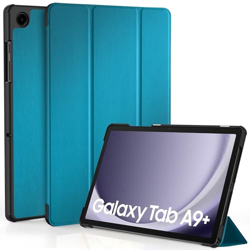 EasyAcc Hülle für Samsung Galaxy Tab A9+/ A9 Plus 11 Zoll 2023 SM-X210/ X215/ X216, Schutzhülle Ultradünne PU Leder mit Standfunktion und Auto Wachen/Schlafen Hülle Case, Pfauenblau von EasyAcc