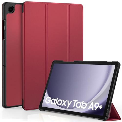 EasyAcc Hülle für Samsung Galaxy Tab A9+/ A9 Plus 11 Zoll 2023 SM-X210/ X215/ X216, Schutzhülle Ultradünne PU Leder mit Standfunktion und Auto Wachen/Schlafen Hülle Case, Rotwein von EasyAcc