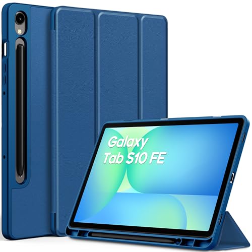 EasyAcc Hülle für Samsung Galaxy Tab S10 FE 10.9" 2025/ S9 FE 10.9" /S9 11 Zoll mit S Pen Halter - Ultra Dünn mit Standfunktion Slim PU Leder Schutzhülle, Meerblau von EasyAcc